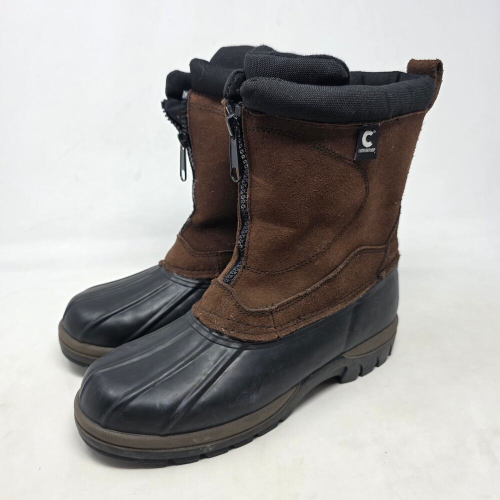 ComforTemp Leather Suede Rubber Duck Winter Boots Brown Black Mens 7